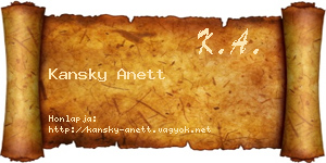 Kansky Anett névjegykártya